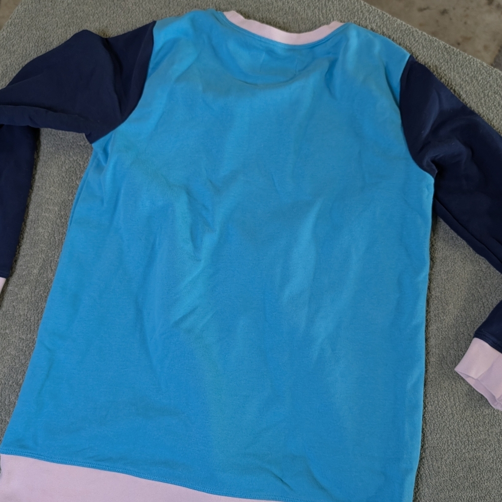 Lands End Colorblock Sweater with Blue and White Accents - Picture 4 of 7